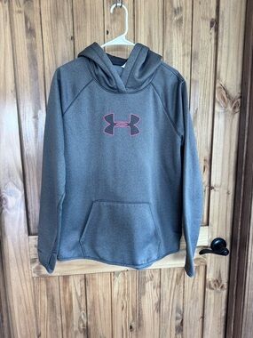 Under Armour Charcoal Hoodie with Pink Logo